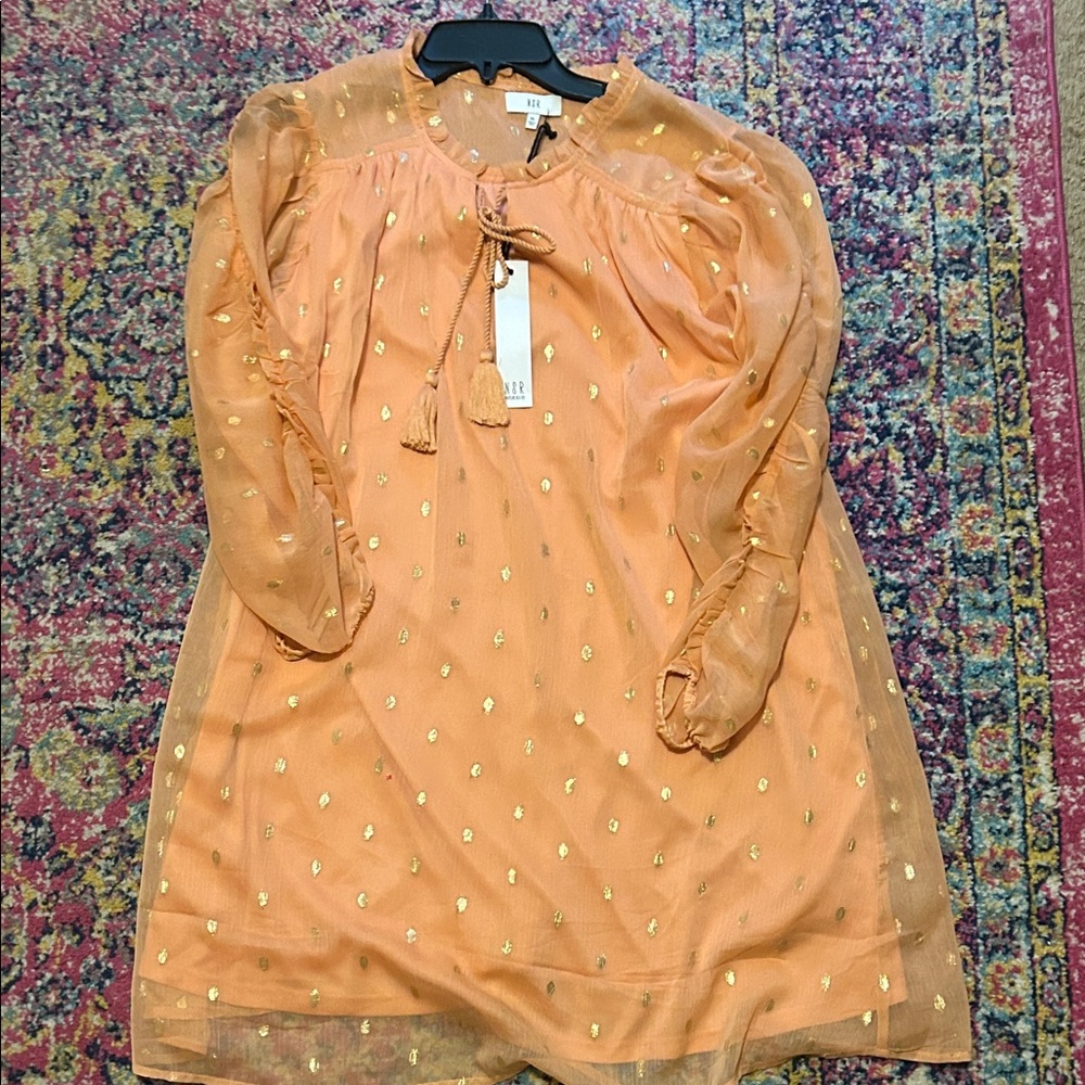 NSR Orange and Gold Women's Mini Dress